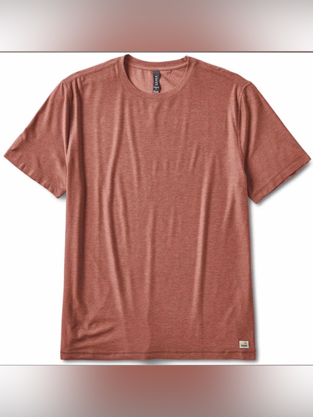 Vuori Strato Tech Tee Men’s Large Rust Red Heather Performance Shirt